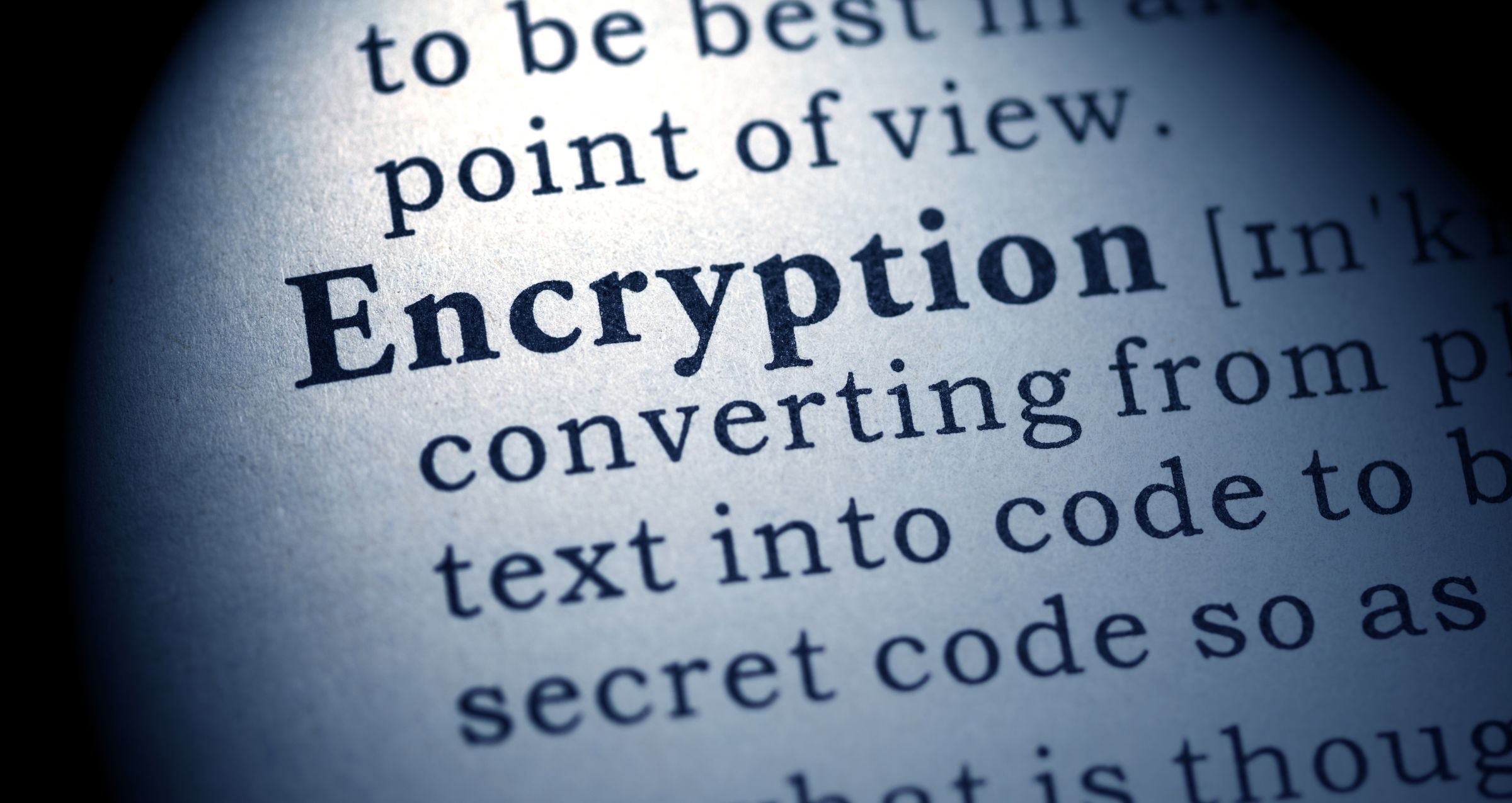 Image of a dictionary showing the Word Encryption and it's meaning for a blog post about Sending Passwords via Email.